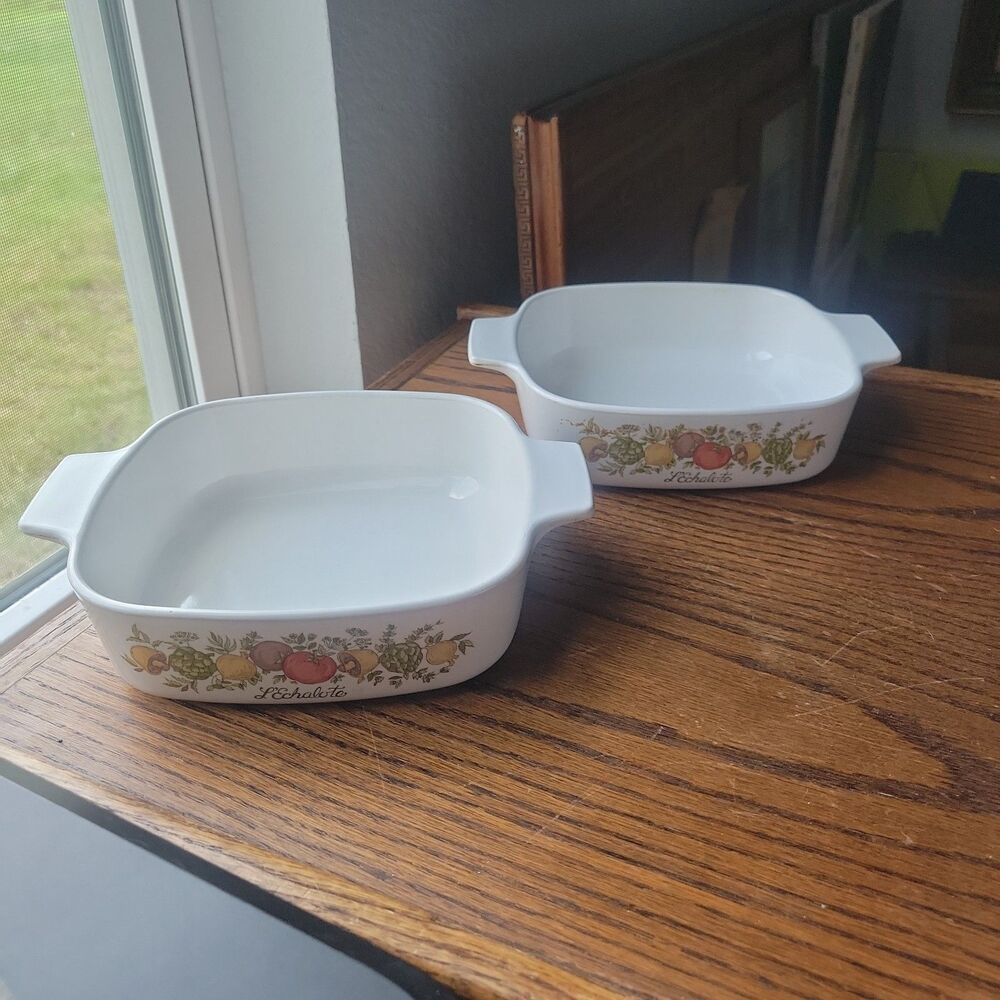 Corning Ware Spice Of Life L'Echalote 1 Qt A-1-B Casserole Dish Set Of 2 No Lids